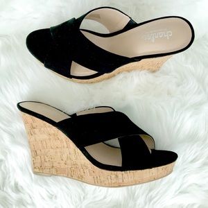 Charles by Charles David Black Suede Wedge Sandals